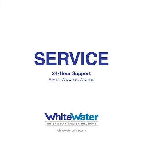 Front cover of WhiteWater Service Brochure for utility construction company R.H. White Construction servicing the Worcester, MA area