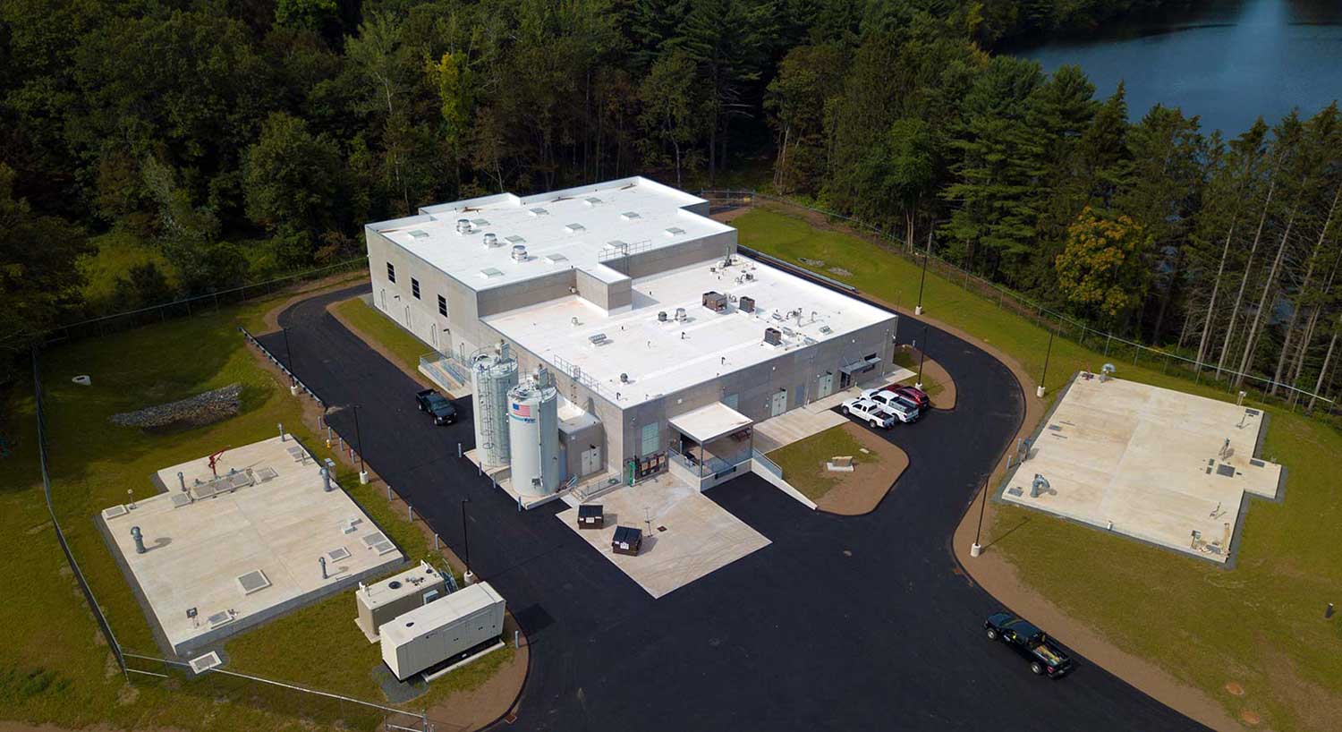 An industrial plant built by commercial construction company R.H. White Construction in Auburn, MA